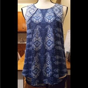 Lucky Brand. Blue Sleeveless Top.Medium.